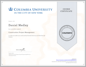 The Handy Dan has Construction Management Certificate from Columbia