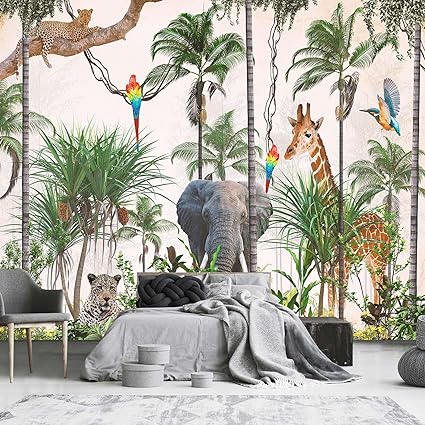 3-D Safari Peel and Stick Wallpaper is a hit in any kids room.
