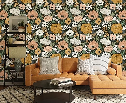 Vintage floral peel and stick wallpaper